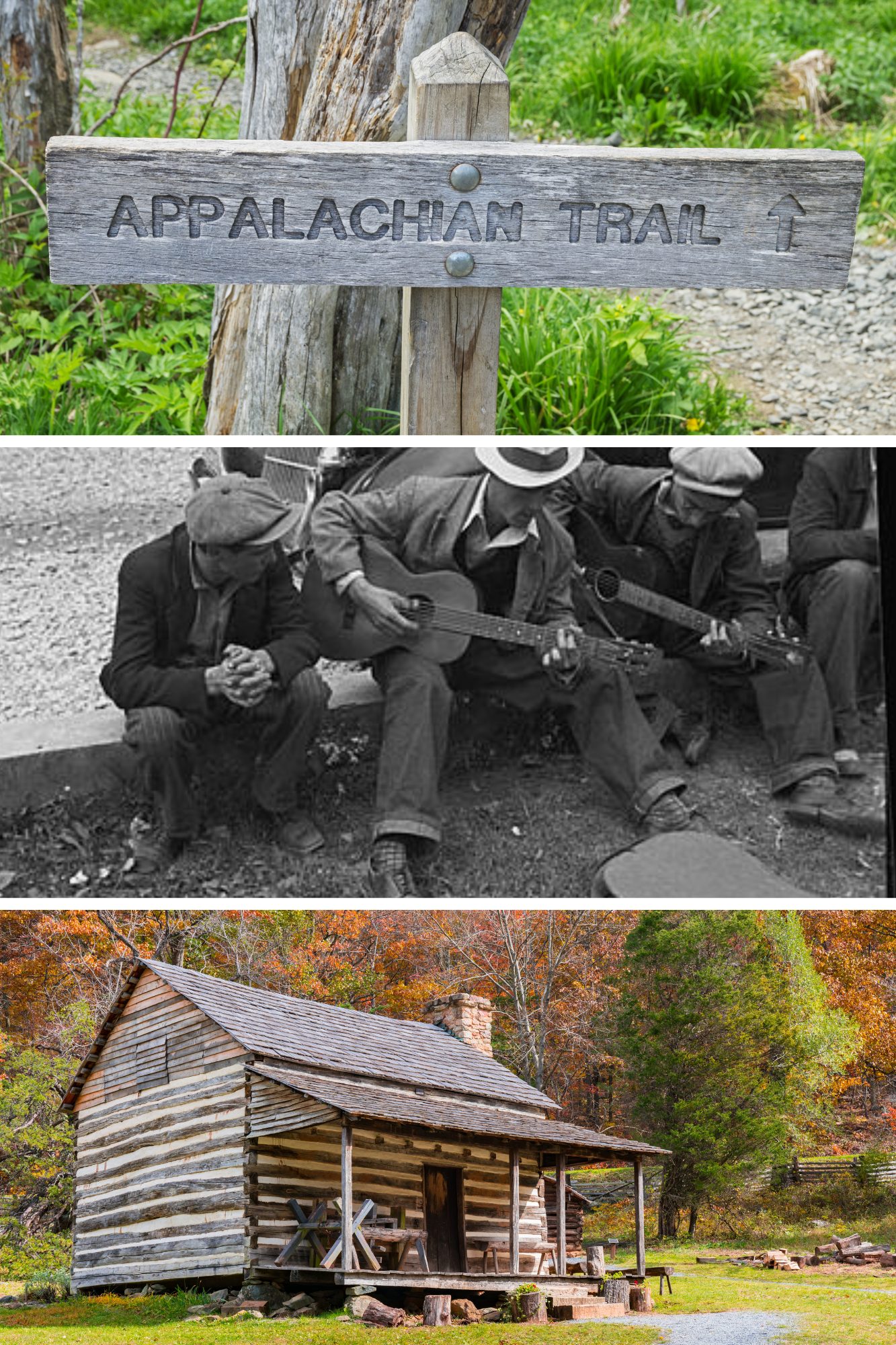 3-photo collage depicting Appalachian culture 