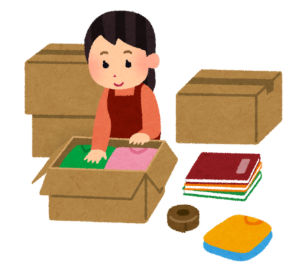 Lady packing boxes